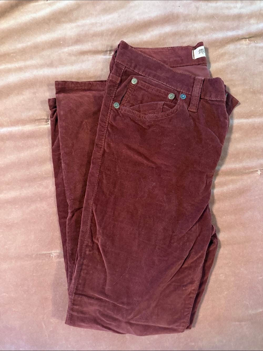 Madewell Women's Burgundy Corduroy Ankle Jeans in Deep Burgundy